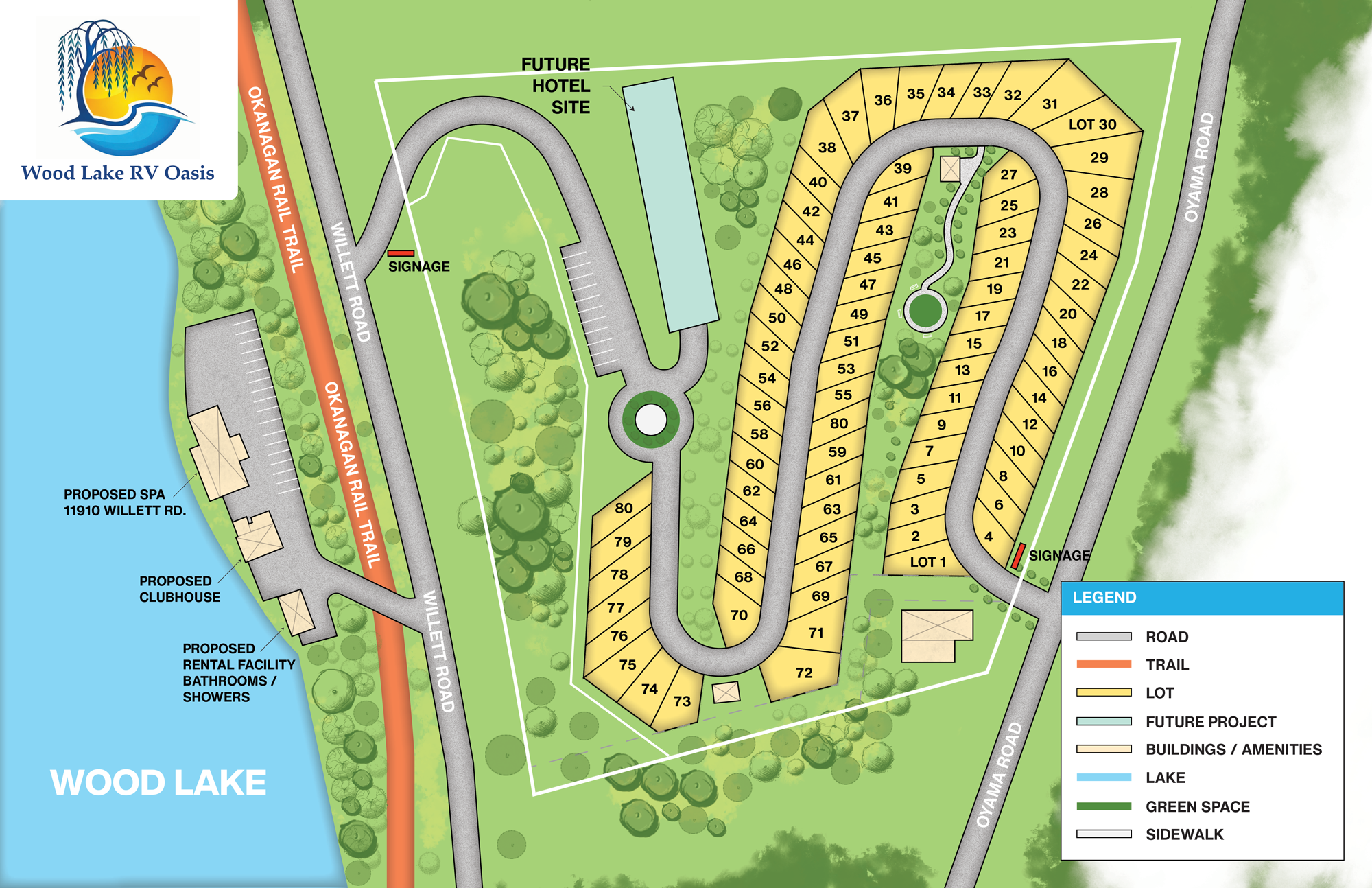 Wood Lake RV Oasis — proposed conceptual lot and site layout map