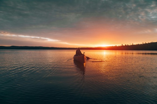 Sunset light over the water